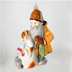 Handmade Glass Christmas Ornament "Grandfather with Goat