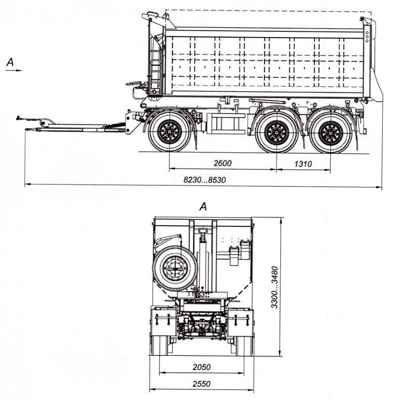 Three-Axle Tipper Trailer 8596-01 CEYLAN AS-1210-225-ST-OV, 12 Ton Capacity