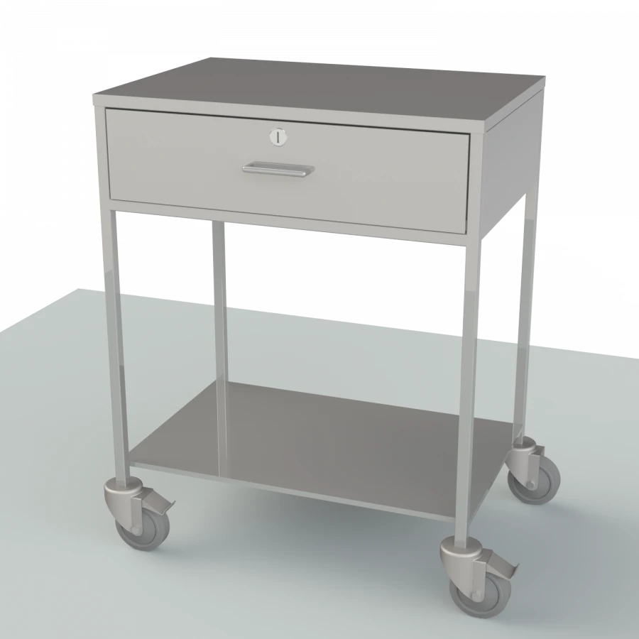 Stainless Steel Procedure Table with Drawers and Handle for Easy Mobility - Model SPP-1