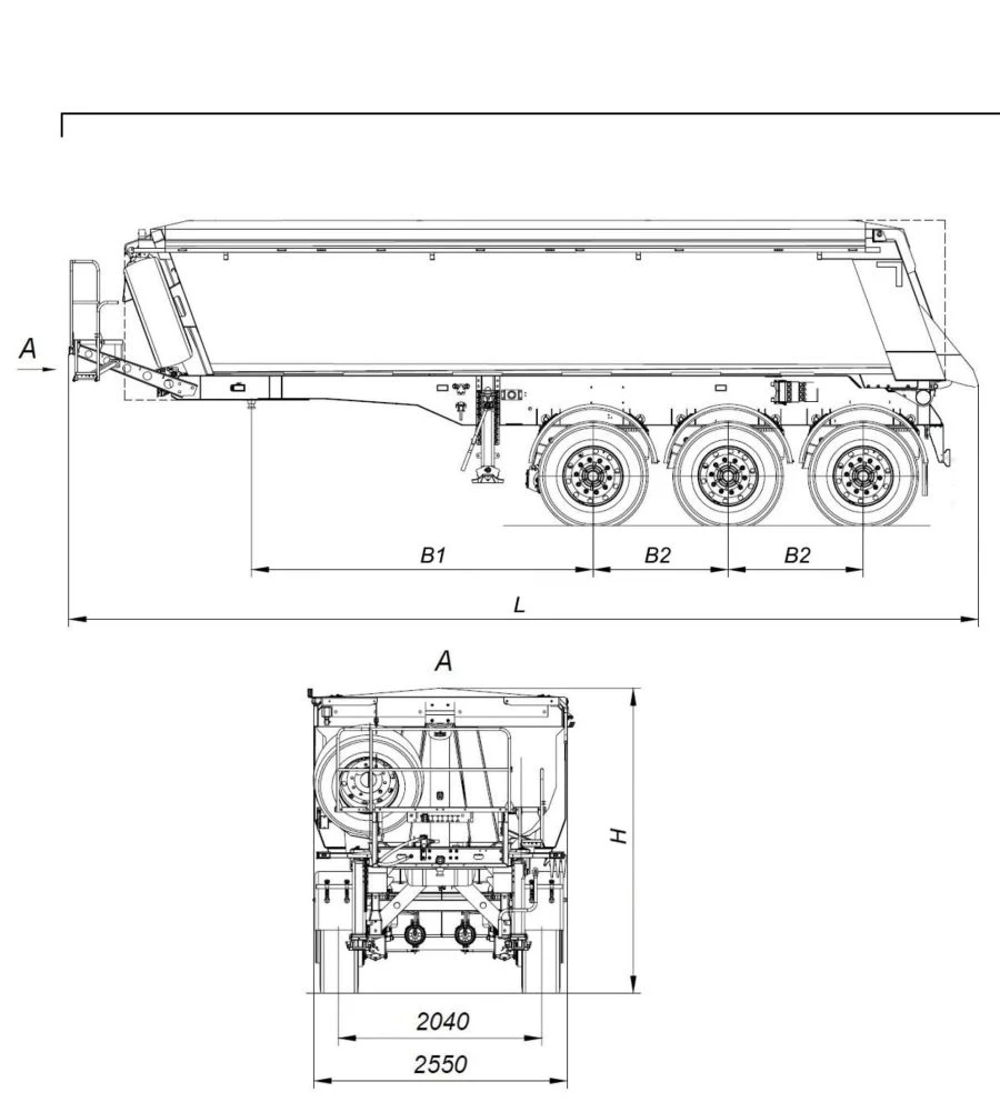 Three-Axle Dump Semi-Trailer with 12 Ton Load Capacity AM9560-02