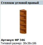 High Corner Shelf "Formula" Right Model FR 346