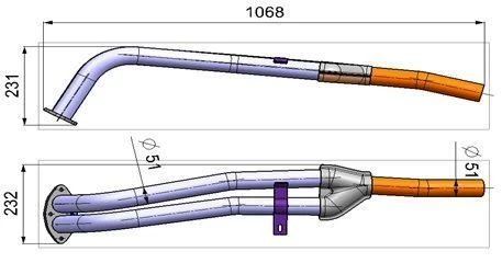 Exhaust Pipe for GAZ-3302 with ZMZ-406 Engine - 3302-1203010