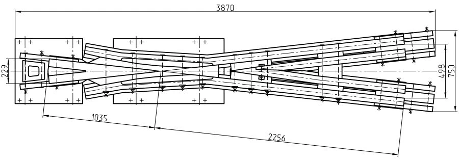 Railroad Cross Switch for Connecting Two Track Lines" (Type R50 Model 2/9)