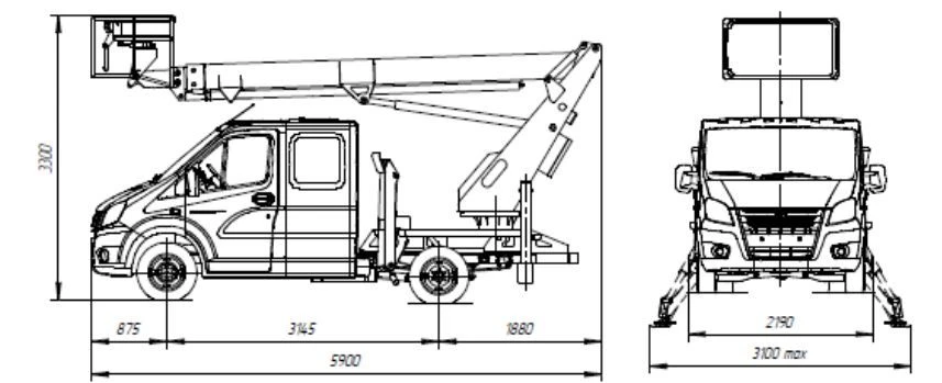 Aerial Work Platform AHP-18T GAZ-A22R23 17.8M 250KG 9.5M