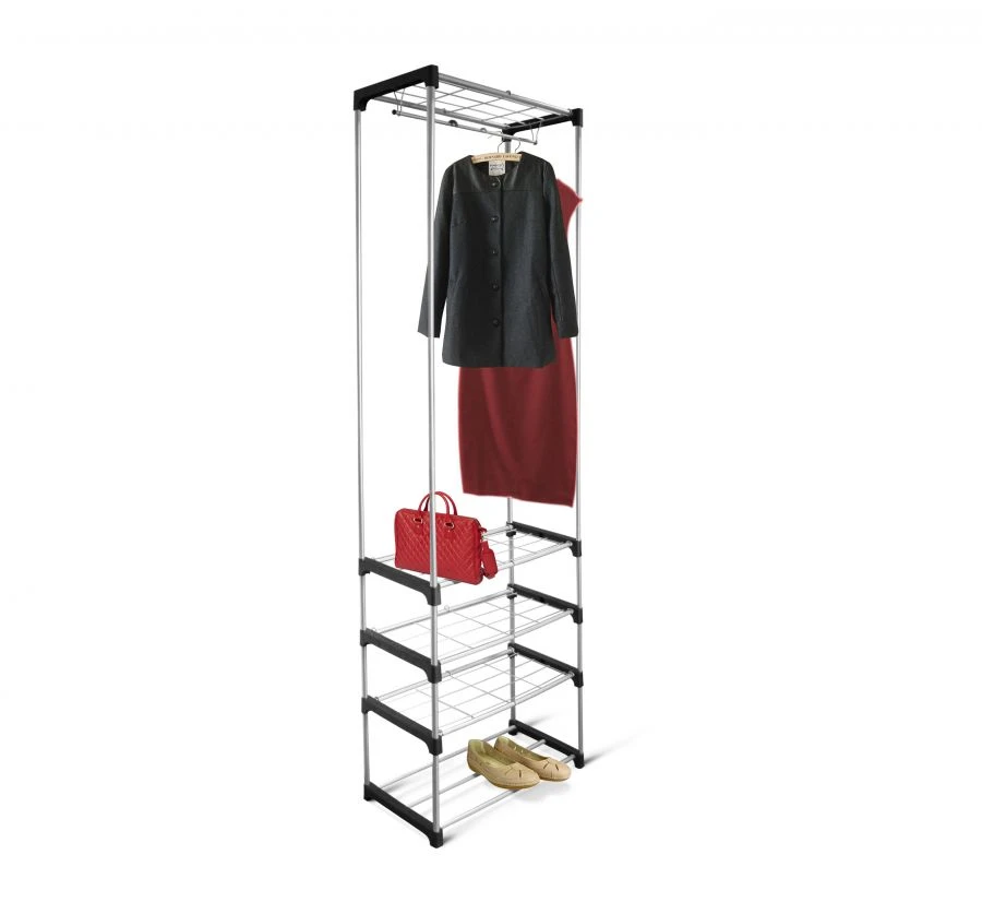 High Clothes Rack with Shelves and Hanging Rod - Sheffilton SHT-WR12
