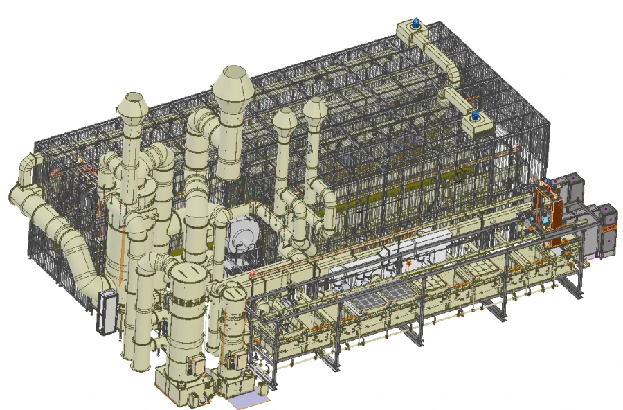 Mechanized Auto-Operator Three-Row Chemical Passivation Line for Corrosion-Resistant Steels and Etching
