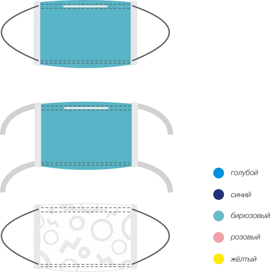 Disposable Medical Sterile Face Masks, 3-Layer, Blue, 50 pcs