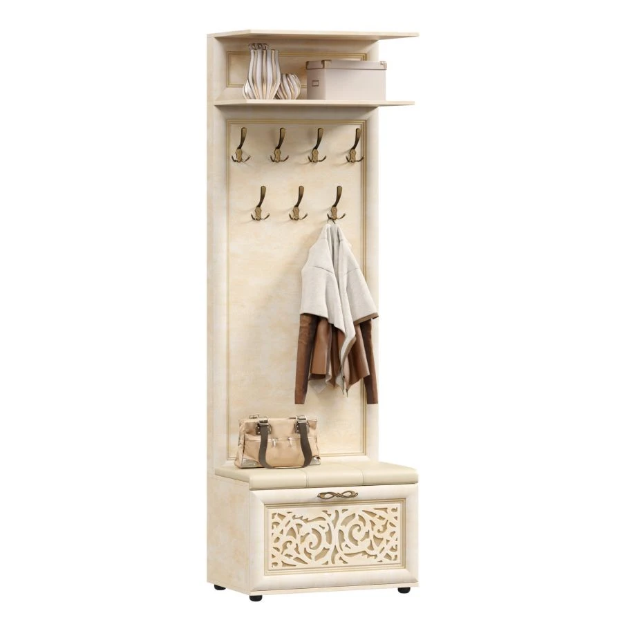 Alexandria LD 125.090.000 Coat Rack with Bench (Lento/Rustica Leather)