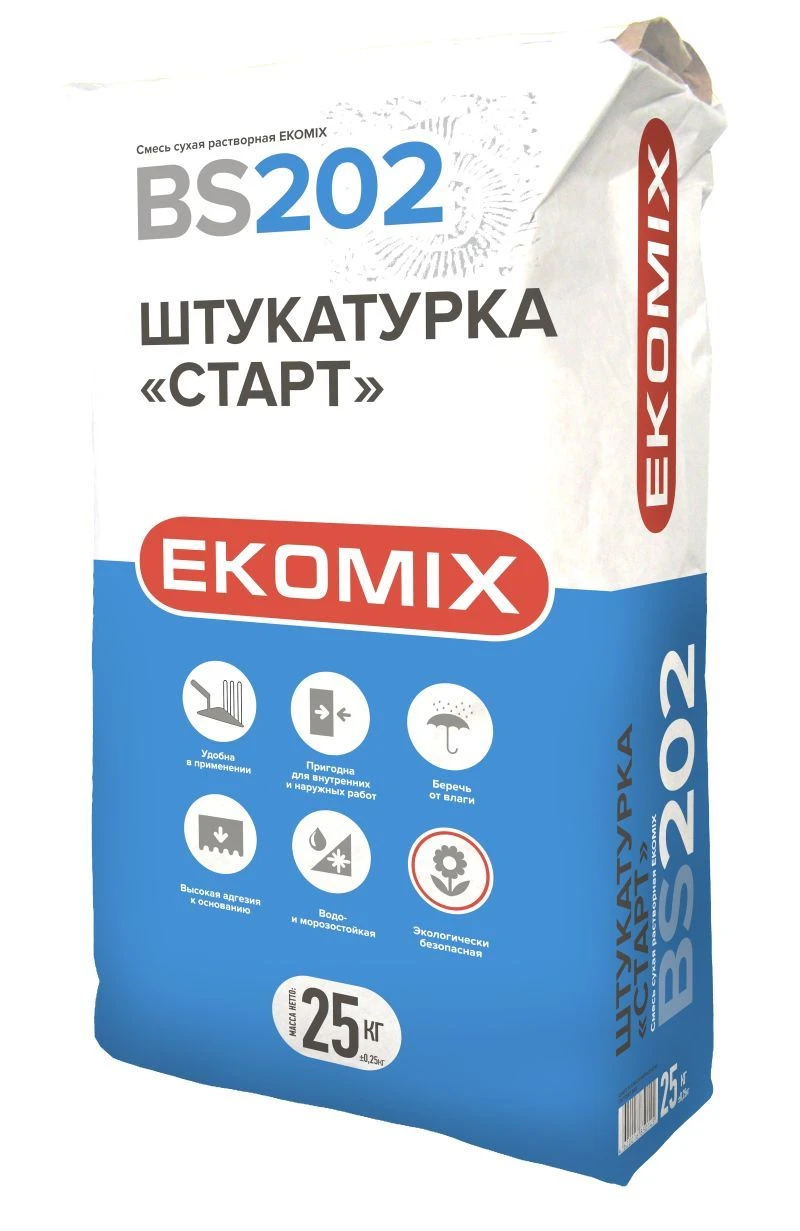 Dry Dispersible Plastering Mixture for Surface Leveling EKOMIX "Start" BS 202