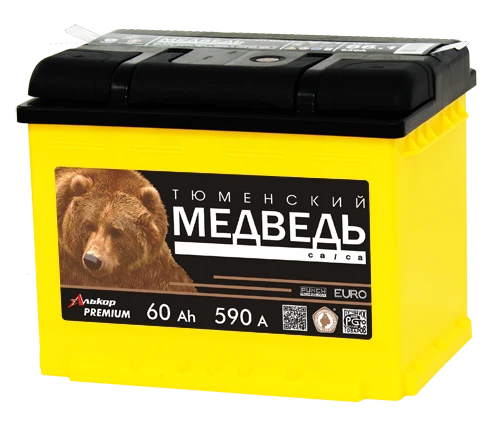 Lead Acid Starter Battery for Internal Combustion Engines 12V - Tyumen Bear 6ST-60VLA