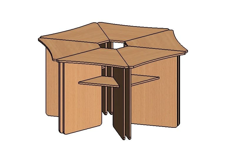 Modular Table "Daisy" - 6 Segments with Shelf