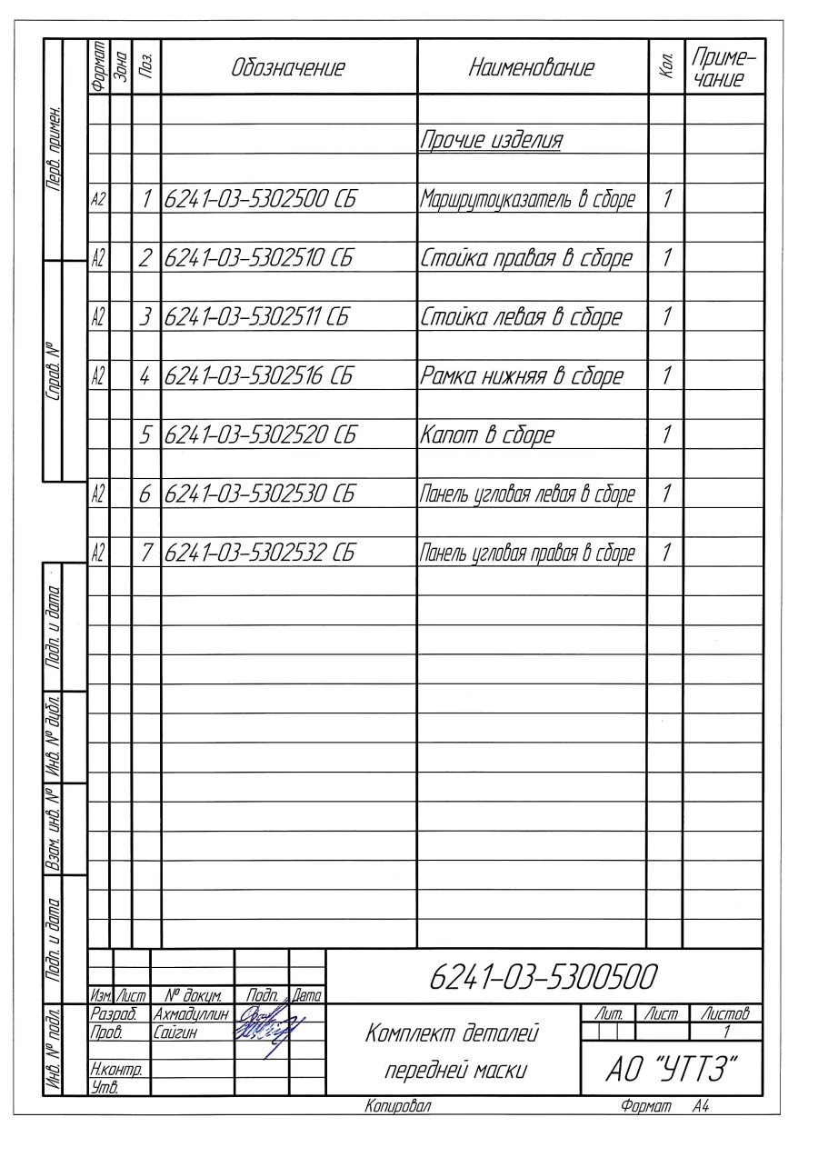 Front Mask Components Set 6241-03-5300500
