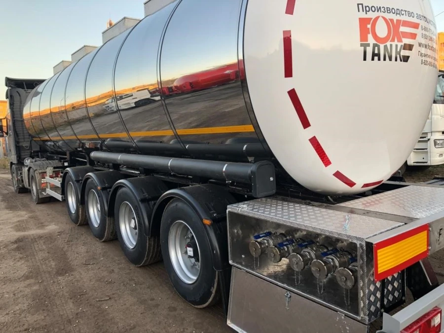 Полуприцеп-цистерна FOX TANK ППЦ 877722 комплектация 2.07 для пищевых продуктов - Оси Тонар 9042 - Шины 385/65R22,5 BRIDGESTON