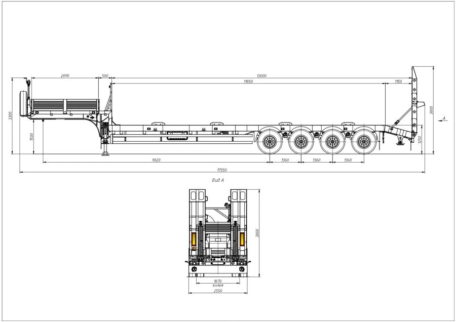 Semi-Trailer 98132B for Heavy Loads and Containers