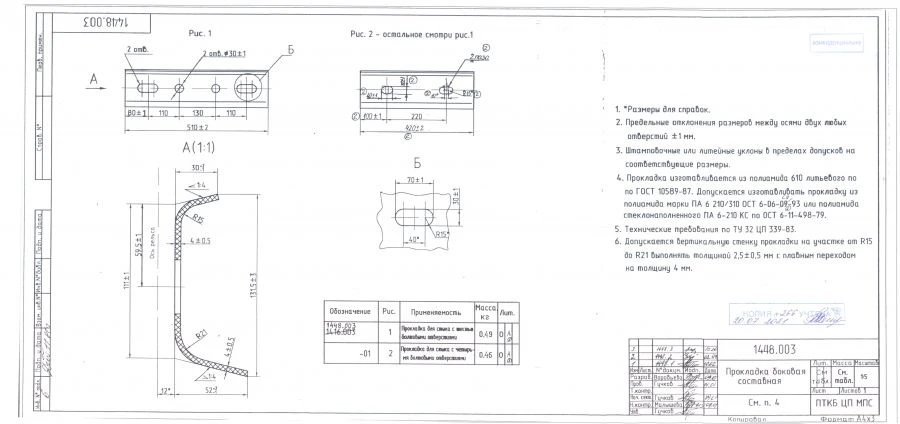 Composite Side Gasket PBS-65 (1448.003) for Rail Isolation