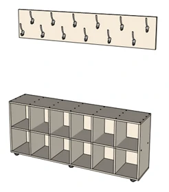 Wall-mounted wardrobe system with shoe compartments