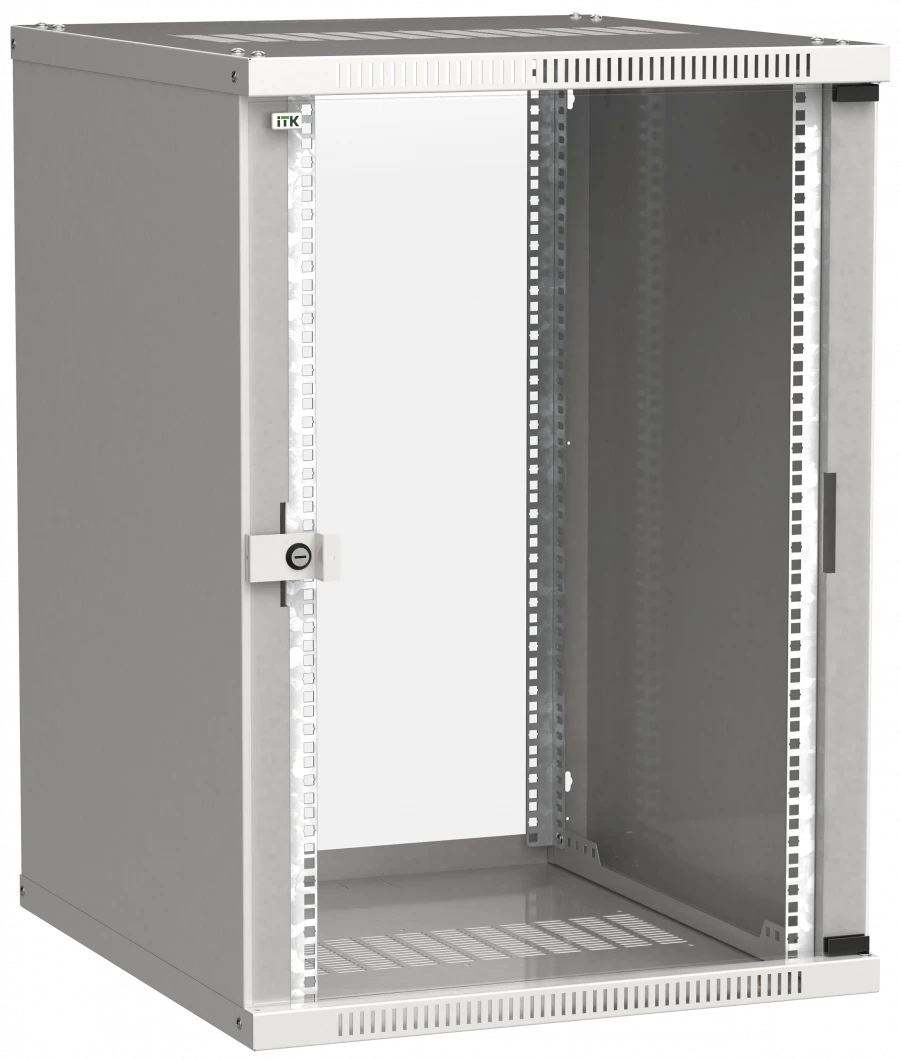 LINEA WE 18U Wall-Mounted Cabinet 600x650mm Glass Door Gray