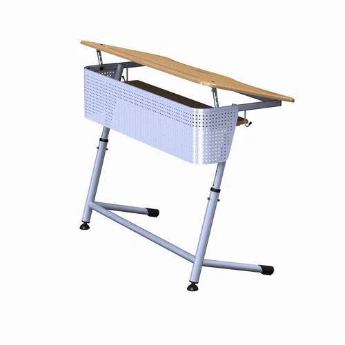 Two-Person Non-Adjustable Student Desk on Metal Frame, Height Groups 0-7