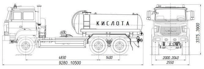 Автоцистерна для перевозки кислоты АЦК-10 4680L2-60 на шасси УРАЛ 4320-4971-78, 4320-4971-80, 4320-4971-82