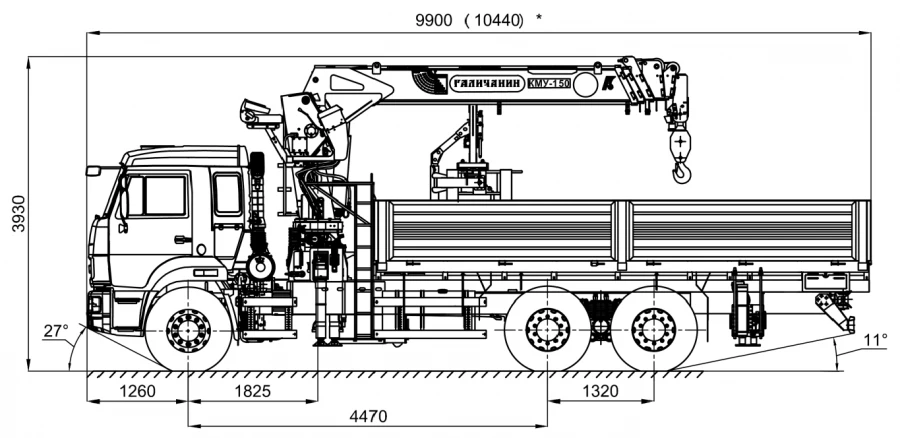 Truck-mounted Manipulator Crane KMA-150-1 with Additional Equipment (Working Platform)