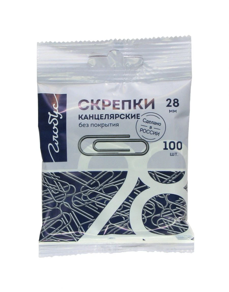 Uncoated 28mm Paper Clips - 100 Pack with Euro Hang Tab