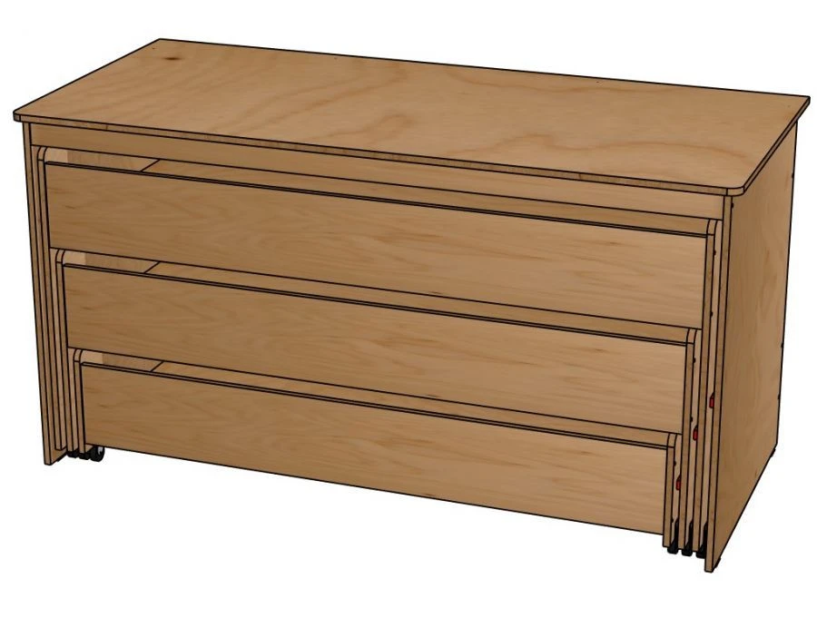 Three-Tier Plywood Bed in a Cabinet / K17
