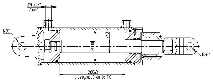 Hydraulic Cylinder 1146.00.00.00 (100x40-200 mm), 16 MPa