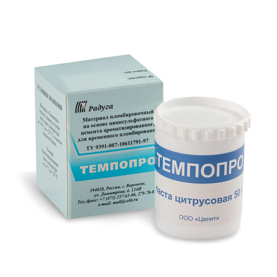 Tempopro Temporary Dental Filling Material with Zinc Sulfate Cement, Citrus Scent