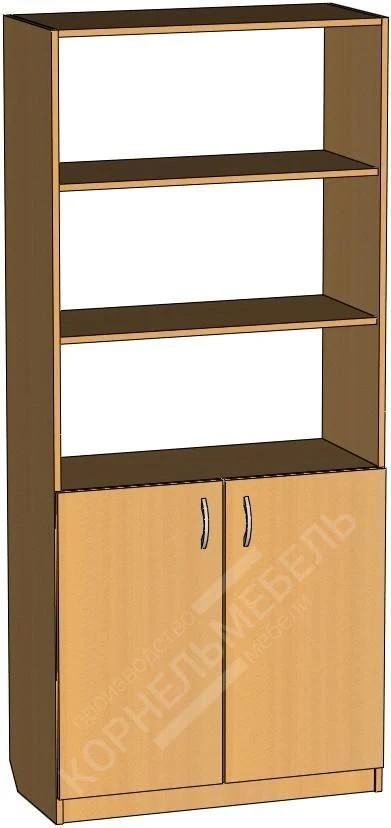 Shelving Cabinet with Closed Lower Section and Open Shelves
