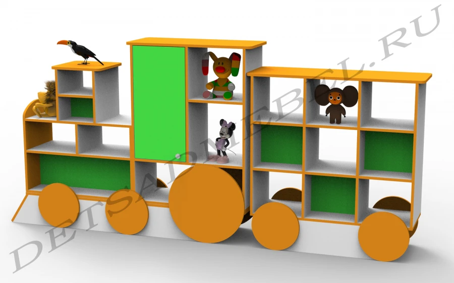 Train-Themed Storage Shelf "Paravoz