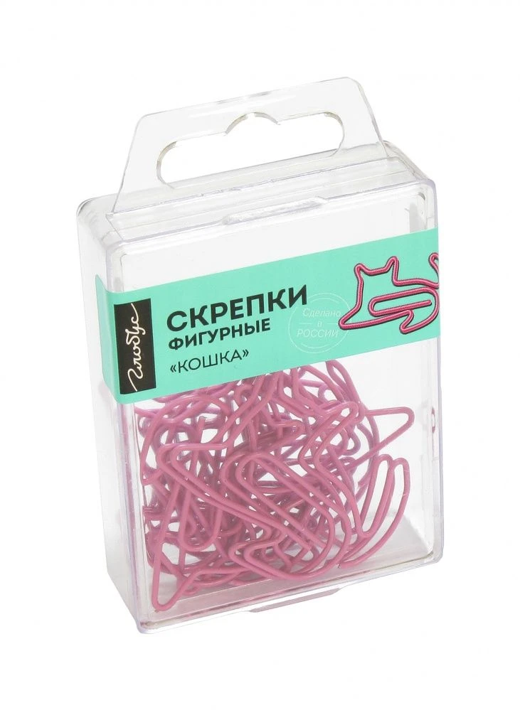 Скрепки - кошка 45 мм 12 шт., розовые