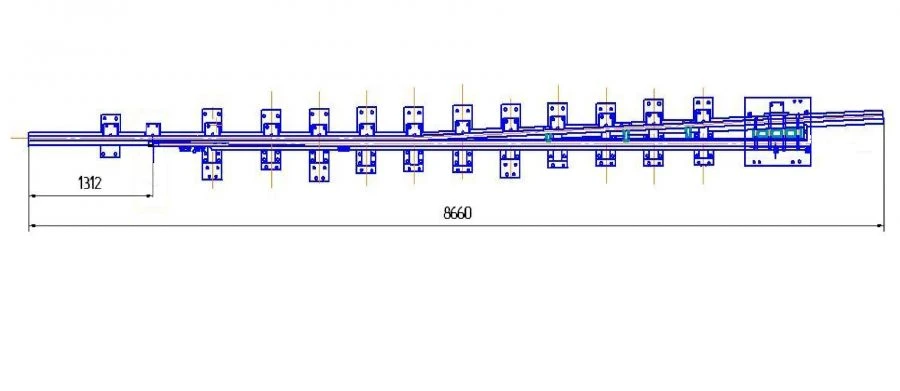 Curved Frame Rail Type R65 with Straight Switch 1580.01.020-01