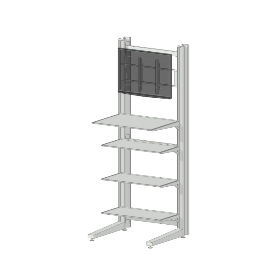 Adjustable Monitor Stand with Shelves - Workstation 600x660x1730 mm