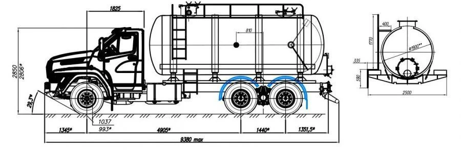 Oil and Gas Condensate Collection Tank AKN/AKNS 4671R1-30 on Ural 73945-01 Chassis