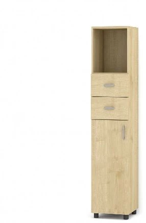 Wooden Utility Cabinet with Niche, Drawers, and Door