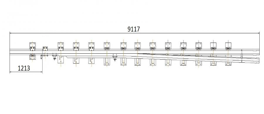 Straight Frame Rail with Curved Point for Switches 2869.02.000-01