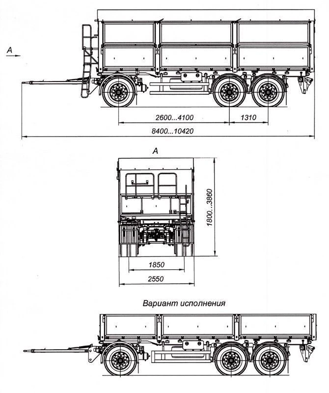 Three-Axle Cargo Trailer for Transporting Bulk and Construction Goods 12 Ton Capacity 8465-01