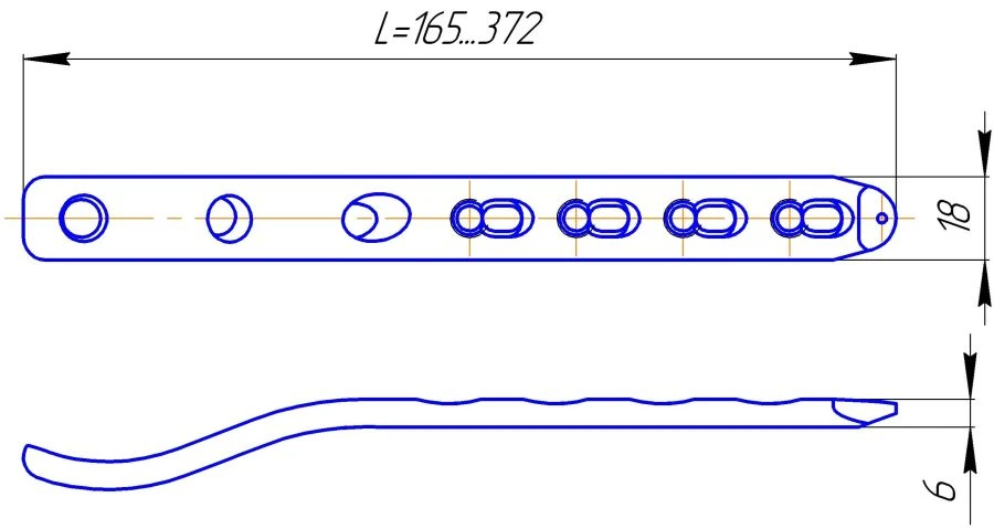 Femoral Plate with U/S (Length 165...372mm)