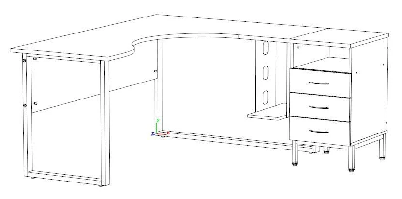 Computer Desk with Metal Frame and One Drawer