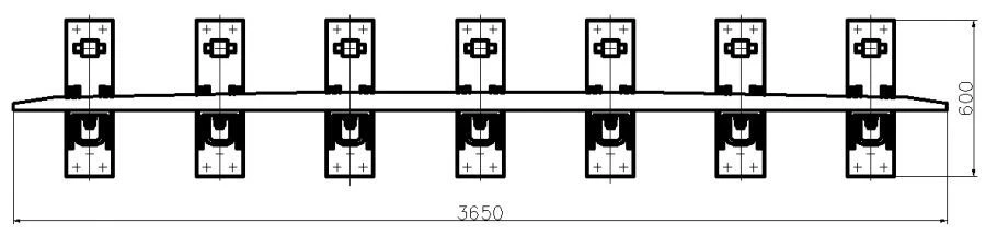 SP850 Profile Counterrail with Complete Set of Pads and Fasteners for Crossings M.P. 380.00