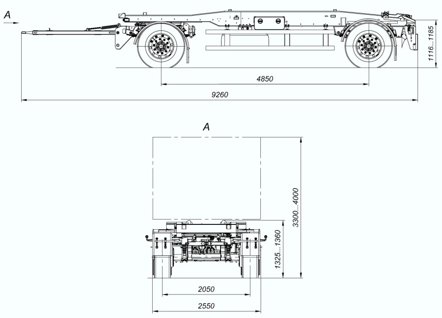 Dual-Axle Container Trailer 8465-10 CEYLAN AS-1210-225-ST-OV with 12 Ton Capacity
