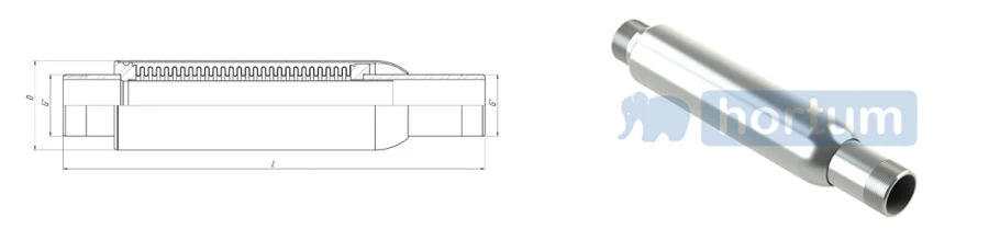 KSO-P/2-N Model 2 Bellows Compensator for Heating and Water Supply Systems (External Thread Stainless Steel); DN 15-50