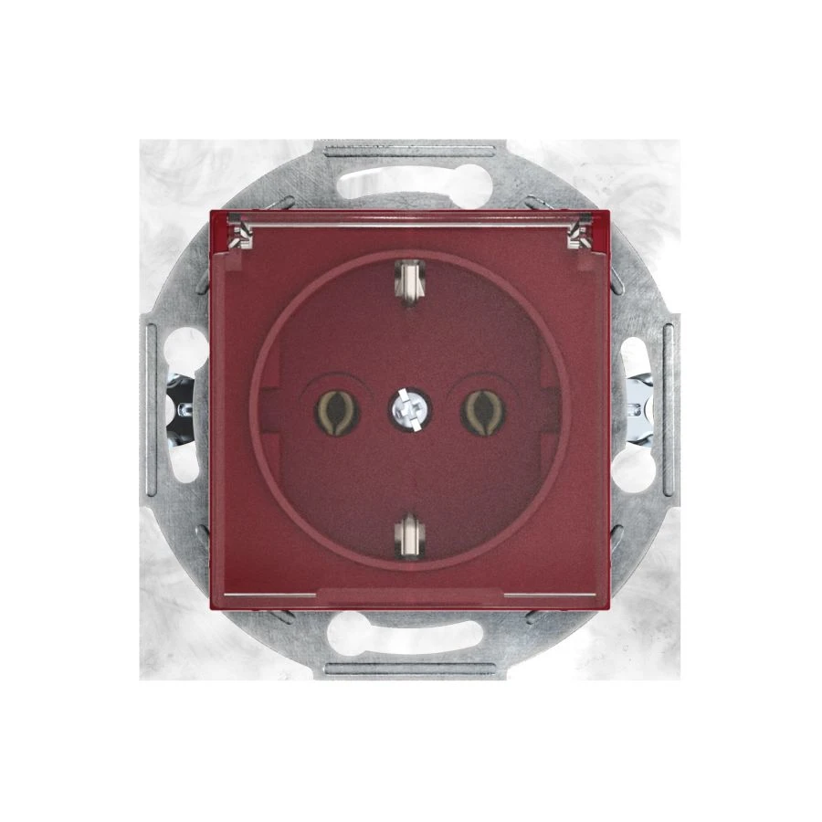CADUCEUS ALING PRESTIGE Hidden Installation Socket with Grounding, 16A, 250V, Burgundy, Art. 6003.3