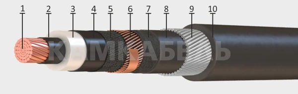Power Cable with Copper Conductors and Cross-Linked Polyethylene Insulation - PvkP2gj, 6-35 kV