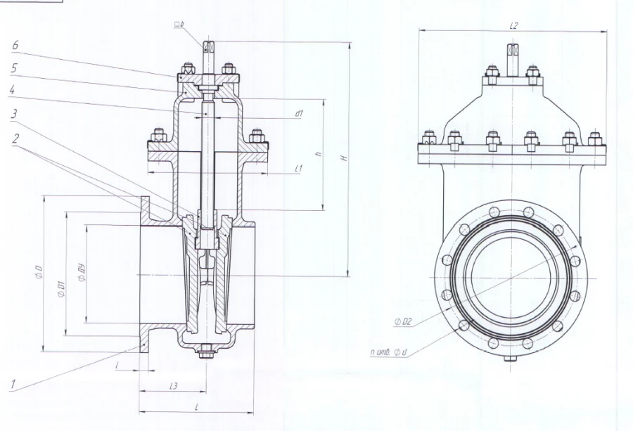 Bronze Bypass Gate Valve DN 150 PN 0.1 MPa ITSHL.491685.001-01