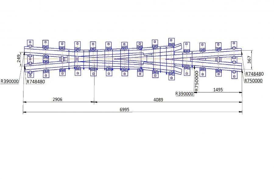 Type R65 Cross Joint Model 1/11 for Railway Projects 2925.03.000