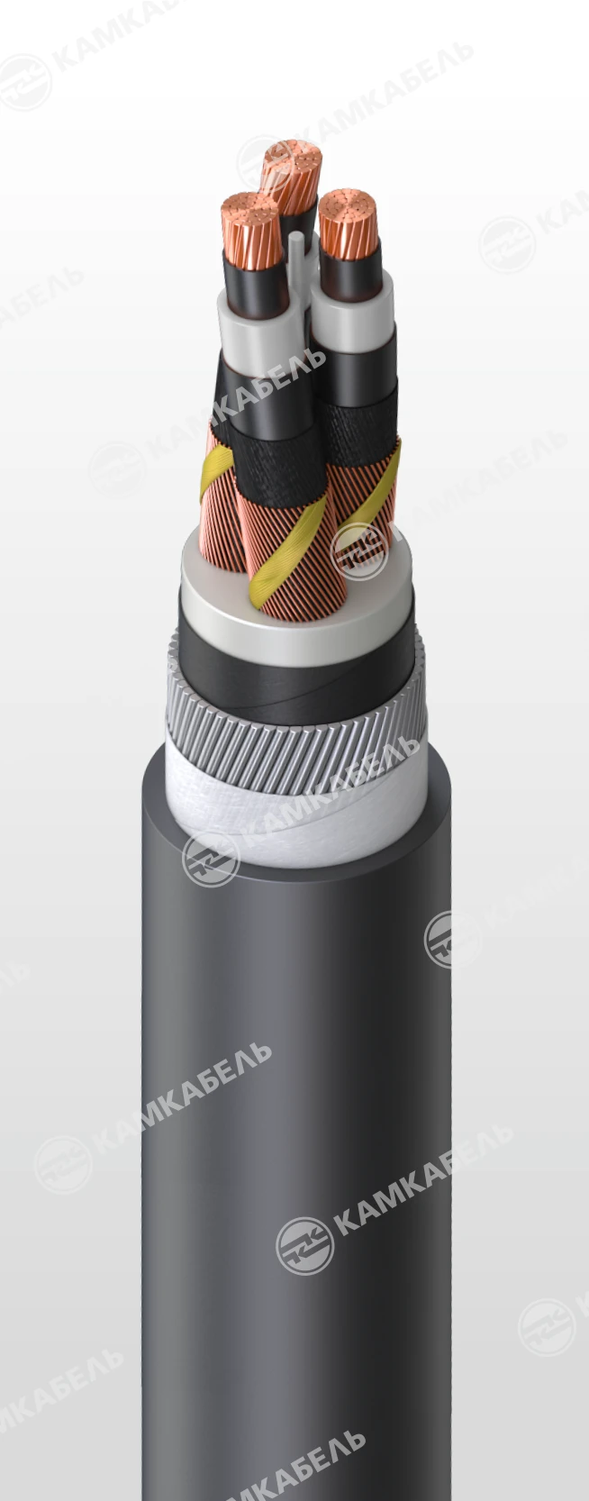 Power Cable with Copper Conductors and Cross-Linked Polyethylene Insulation, 6-35 kV, PvkApGng(A)-HF