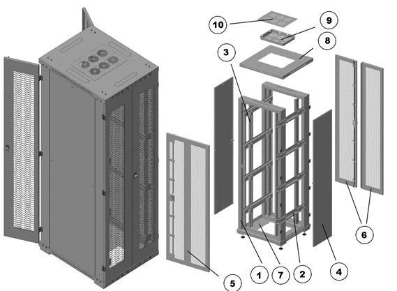 42U Floor-standing Reinforced Telecommunication Cabinet, Model ШТ-П-42U-800х2155х1000-2П2П-У