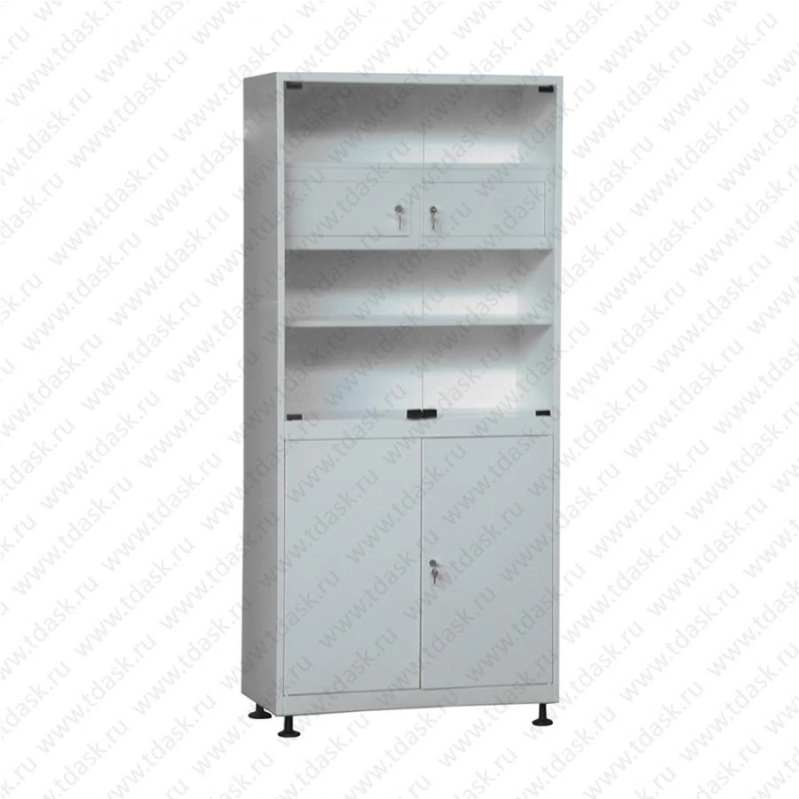 Metal Cabinet with Glass Doors and Lockable Sections, Model SMK.02.01