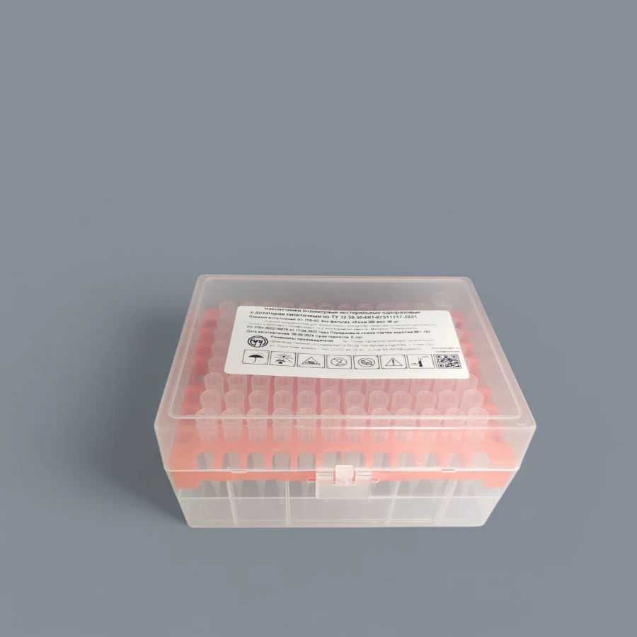 Non-Sterile Disposable Polymer Pipette Tips for 300 µl, 96-pack